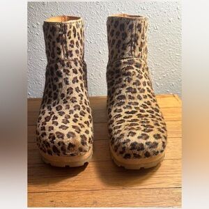 Swedish Hasbeens Heeled Pony Hair Clog Boots